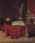 Jan van der Heyden Globe still life of books and other oil on canvas